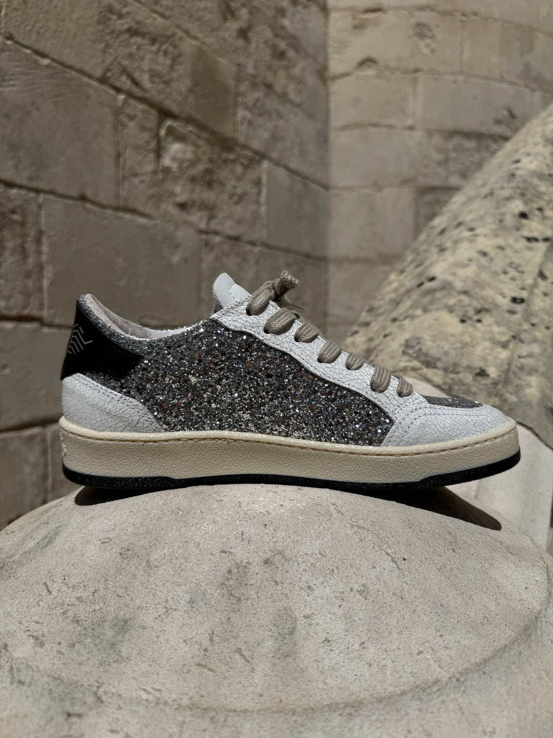 Basket à paillettes argenté en cuir DANY C317 Semerdjian