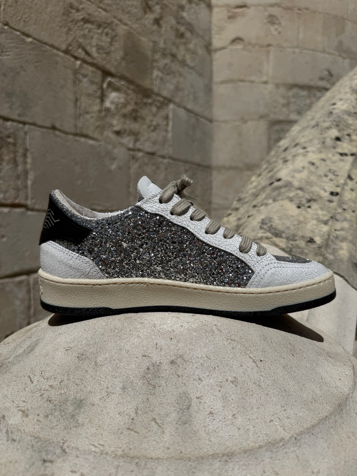 Basket à paillettes argenté en cuir DANY C317 Semerdjian