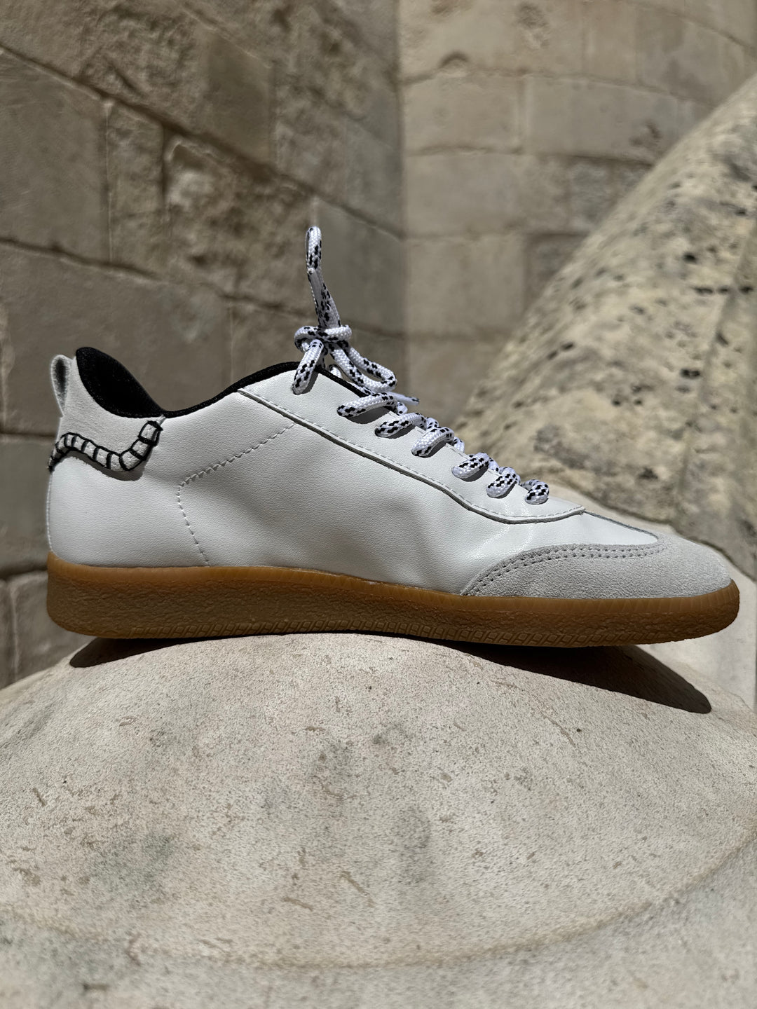 Basket blanche éclair noir ASHLEY C396 Semerdjian