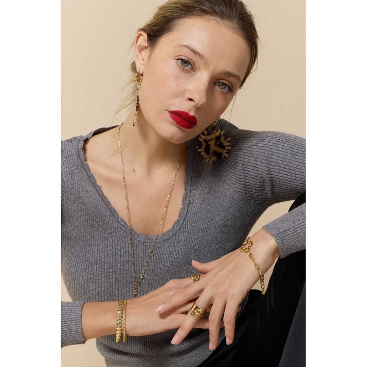 Gold Clover Charm Ring – Adjustable Stainless Steel