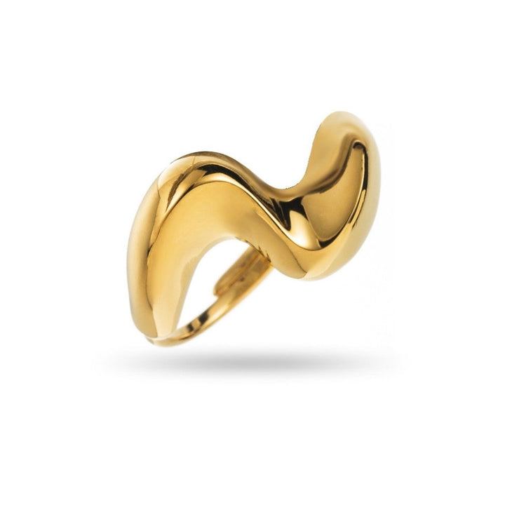 Bague Large Vague dorée en acier inoxydable réglable – bijou moderne et hypoallergénique