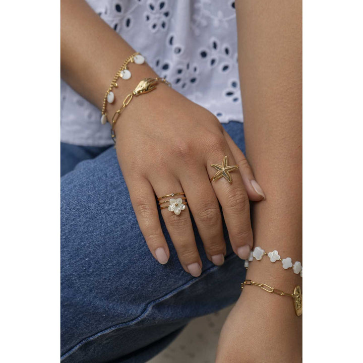 Mini Gold Starfish Ring – Adjustable &amp; Water Resistant