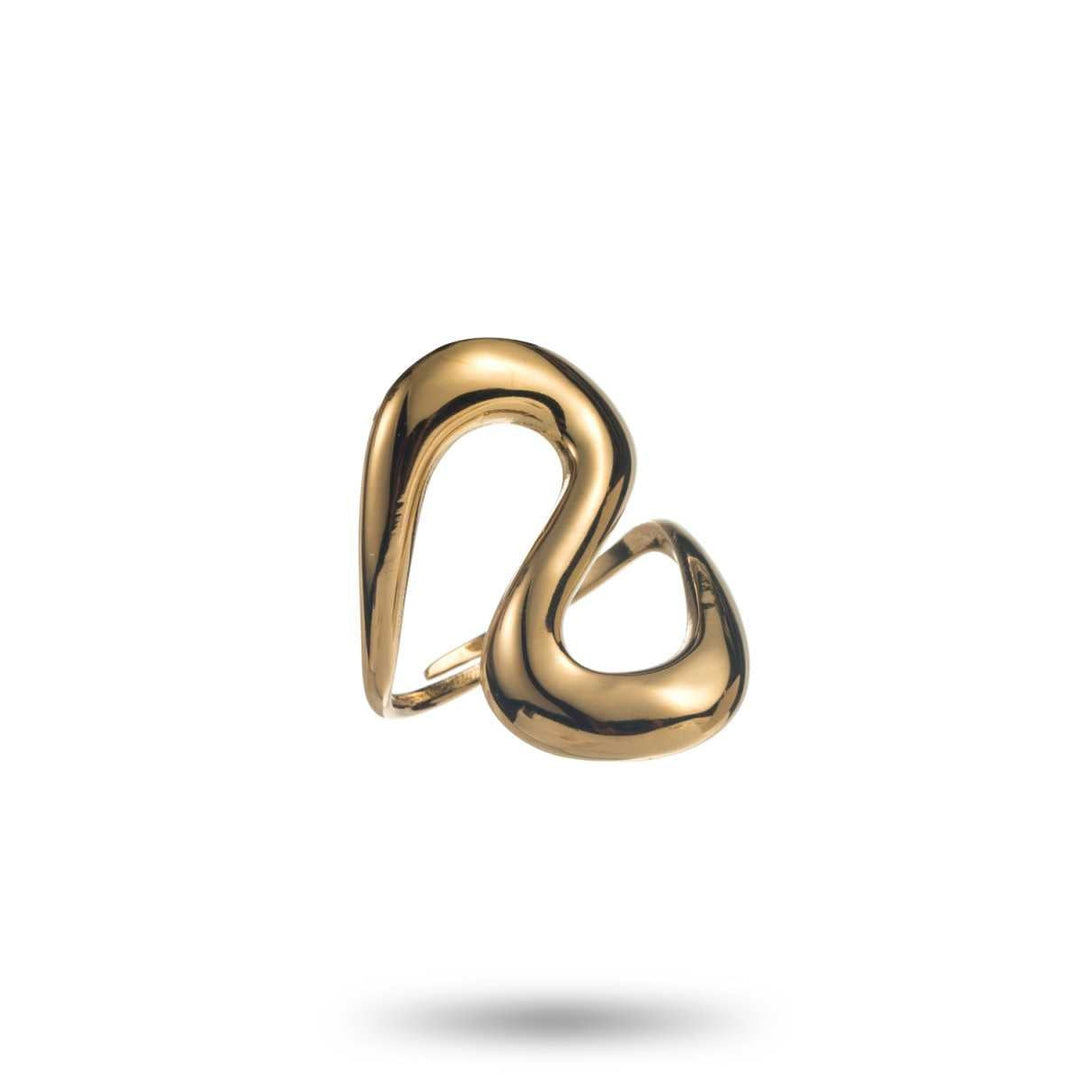 Bague torsadée dorée lisse en acier inoxydable
