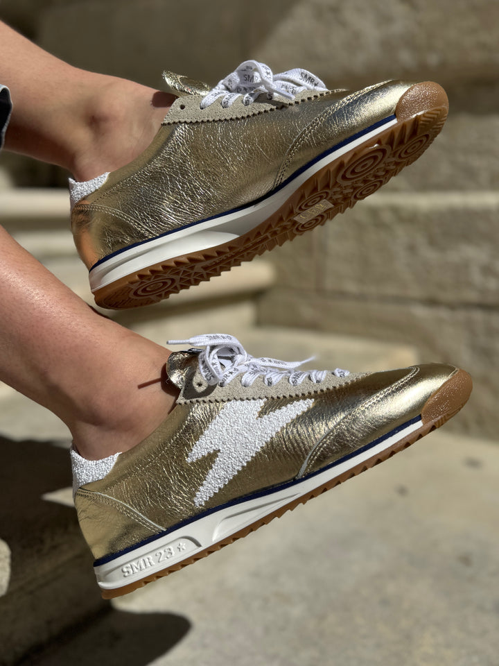 Baskets basses en cuir irisé JOYCE C135 éclair blanc Semerdjian