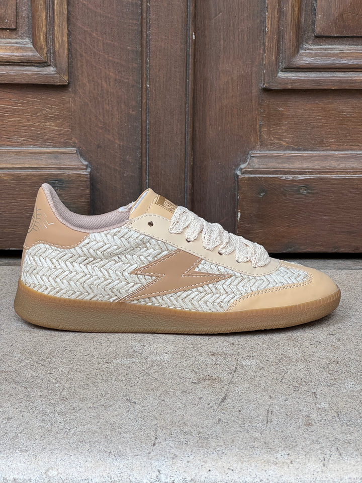 Baskets basses tressée beige EMILY D507 éclair camel Semerdjian 