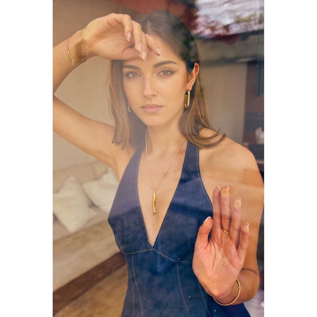 Boucles d’oreilles dorées rectangle – 4,5 cm