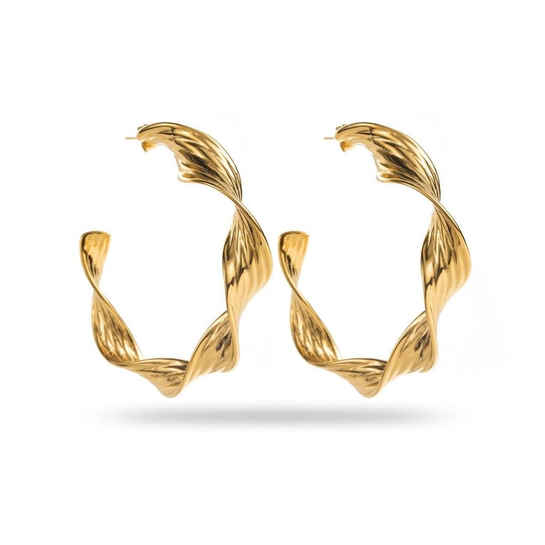 Boucles d’oreilles grandes créoles dorées torsadées, bijoux modernes hypoallergéniques 6 cm