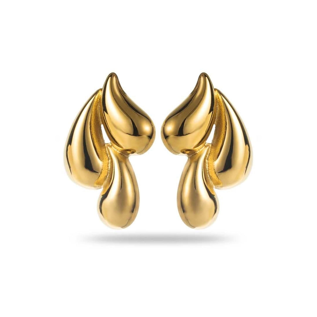 Boucles d’oreilles dorées design goutte d’eau, bijou hypoallergénique 3 cm résistant à l’eau