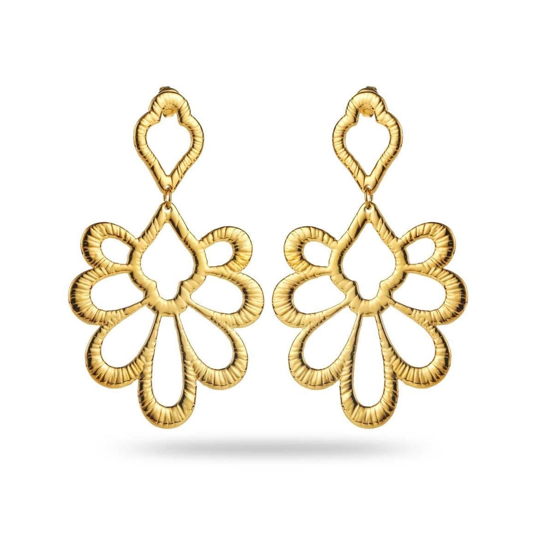 Boucles d’oreilles pendantes dorées en forme de pétales de fleurs, en acier inoxydable hypoallergénique et résistantes à l’eau