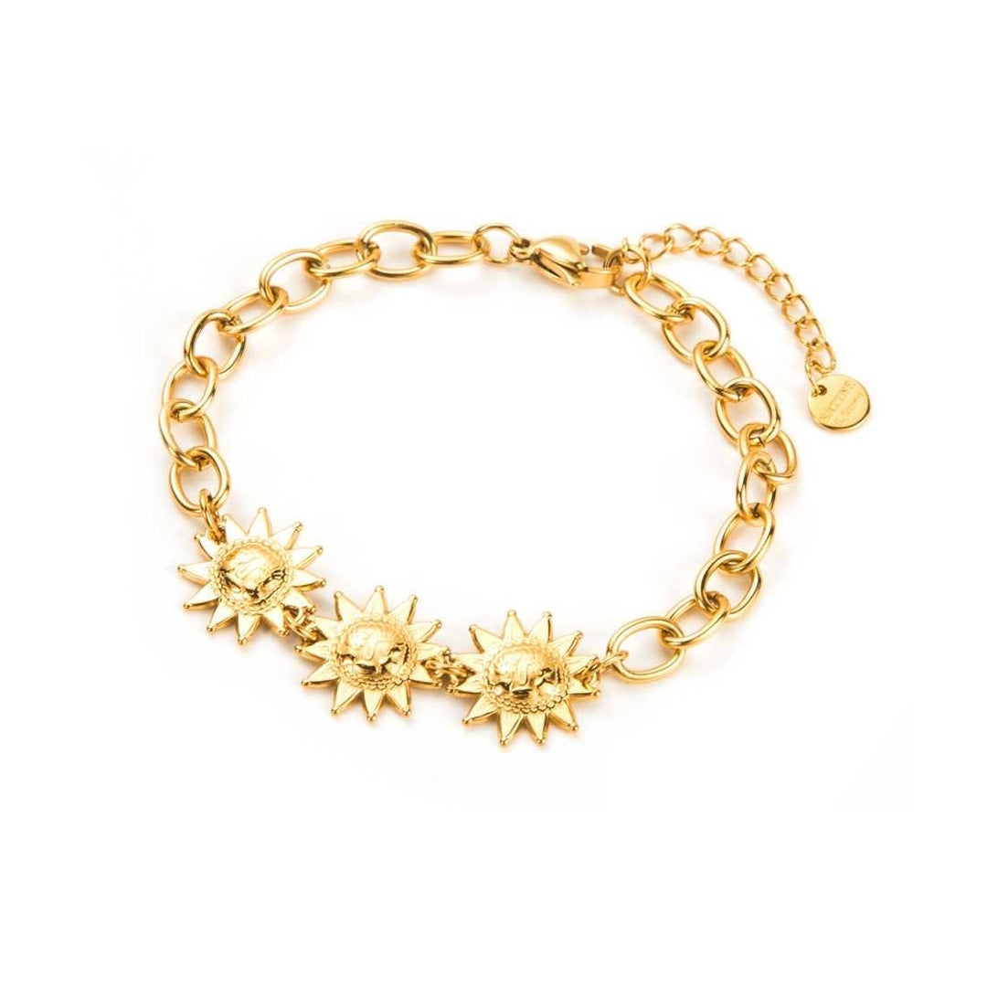 Bracelet chaîne doré avec trois petits soleils, en acier inoxydable, longueur réglable, bijou tendance résistant à l’eau