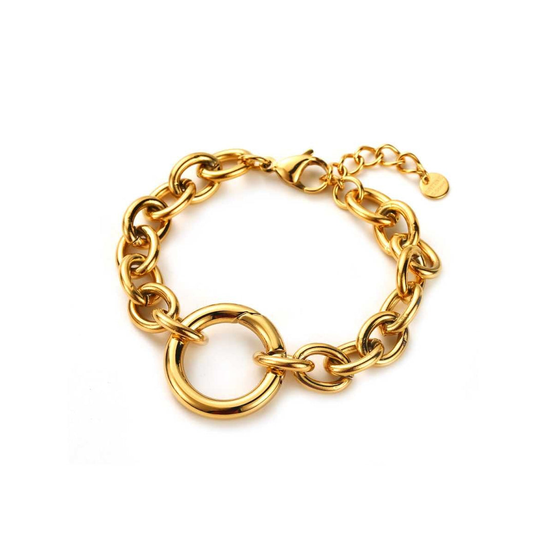 Bracelet doré à gros maillons en acier inoxydable
