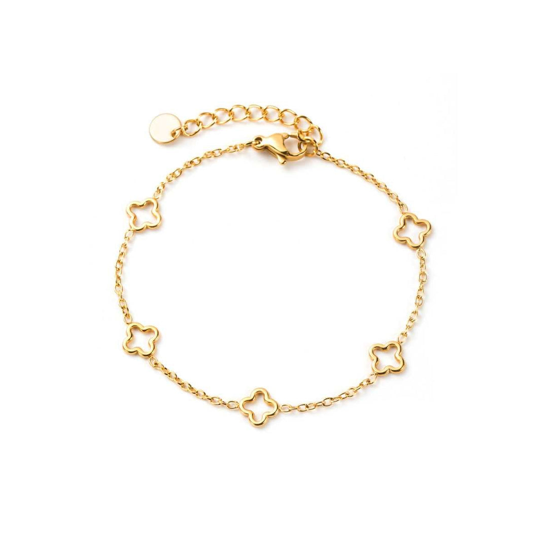 Bracelet doré losange ajouré en acier inoxydable à maille fine
