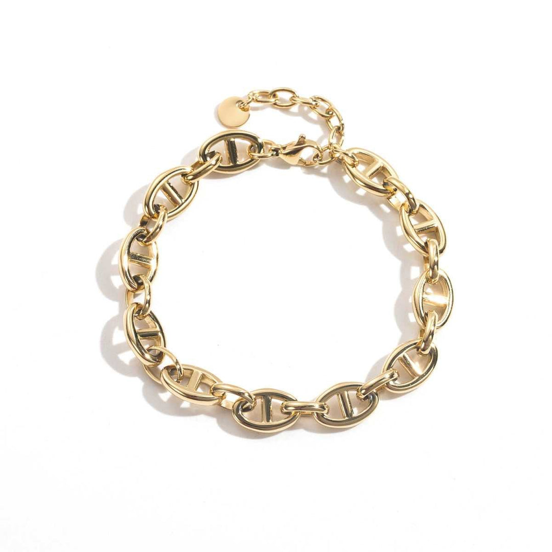 Bracelet doré à maillons en acier inoxydable
