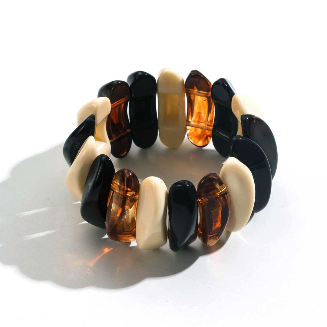 Bracelet épais en résine ambre et ivoire, bijou tendance hypoallergénique