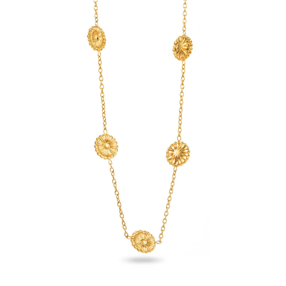 Collier 5 marguerites doré sur chaîne fine en acier inoxydable
