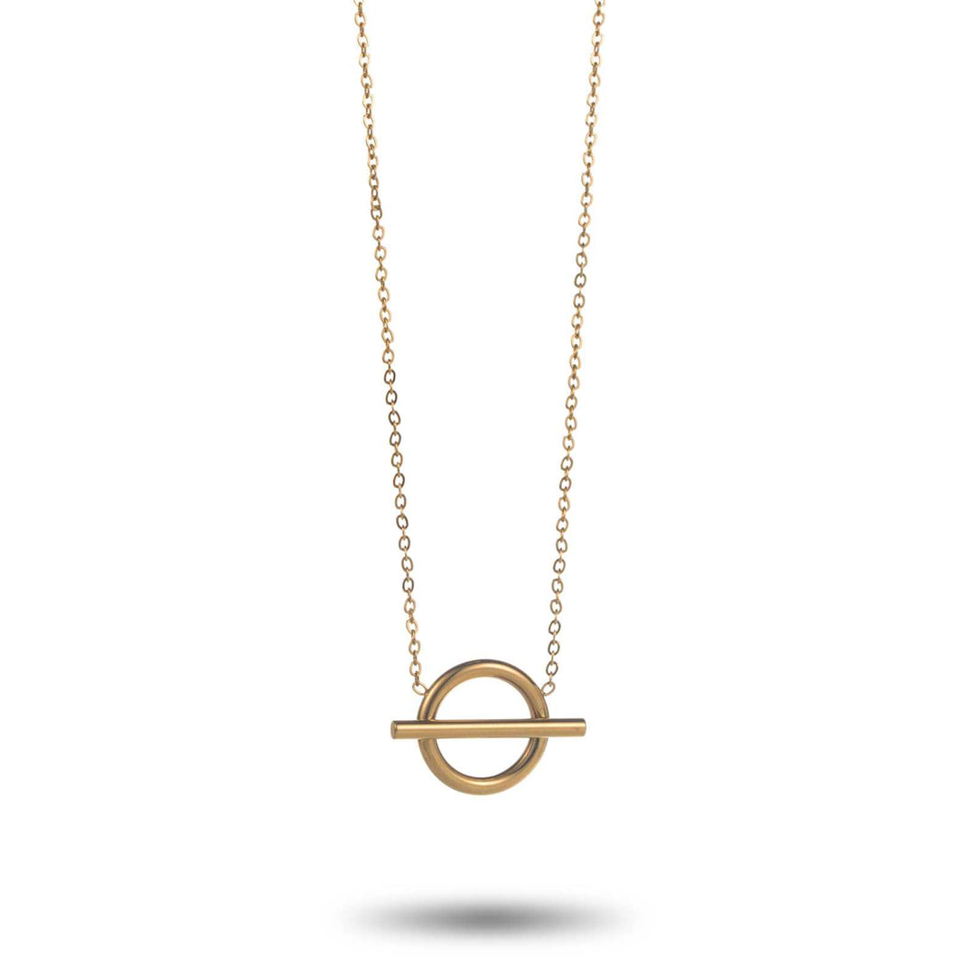 Collier anneau barré doré en acier inoxydable maille fine réglable