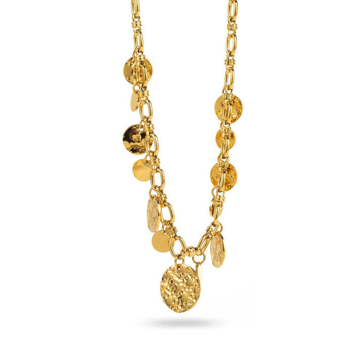 Collier pampilles dorées en acier inoxydable avec chaîne maillon ajustable 42+5 cm