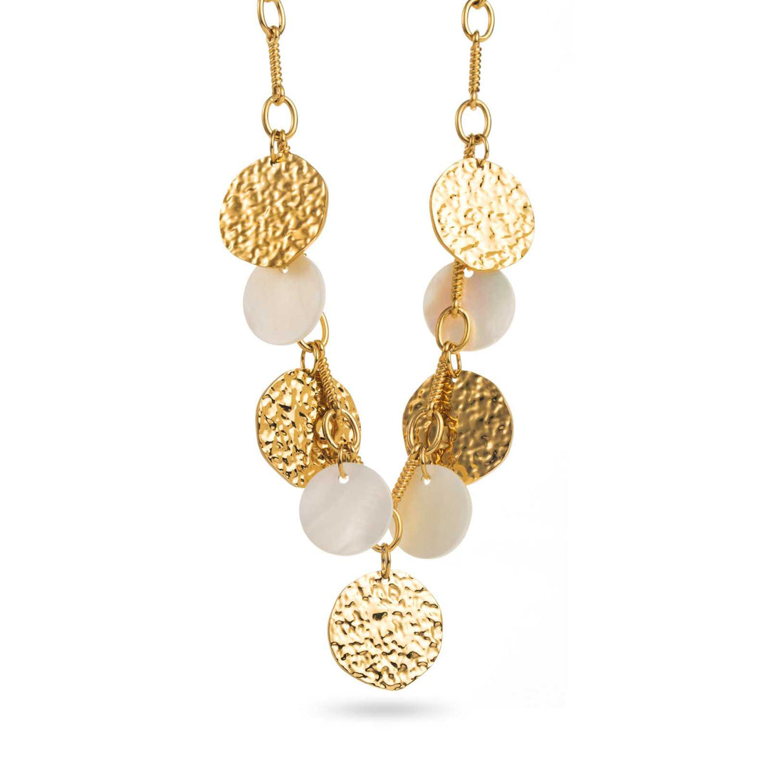 Collier pampilles nacre doré sur chaîne fine en acier inoxydable
