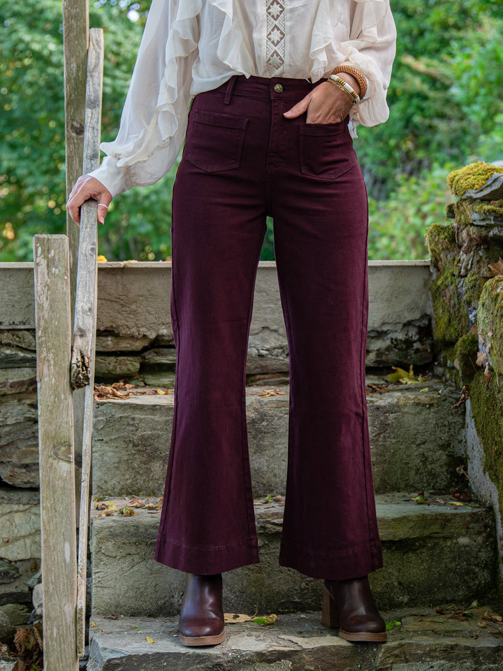Jean bordeaux Oraije Gasparette avec poches avant femme