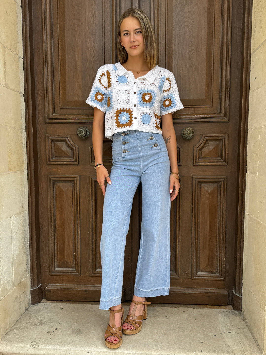 Jean denim clair à pont VICTORINE Oraije