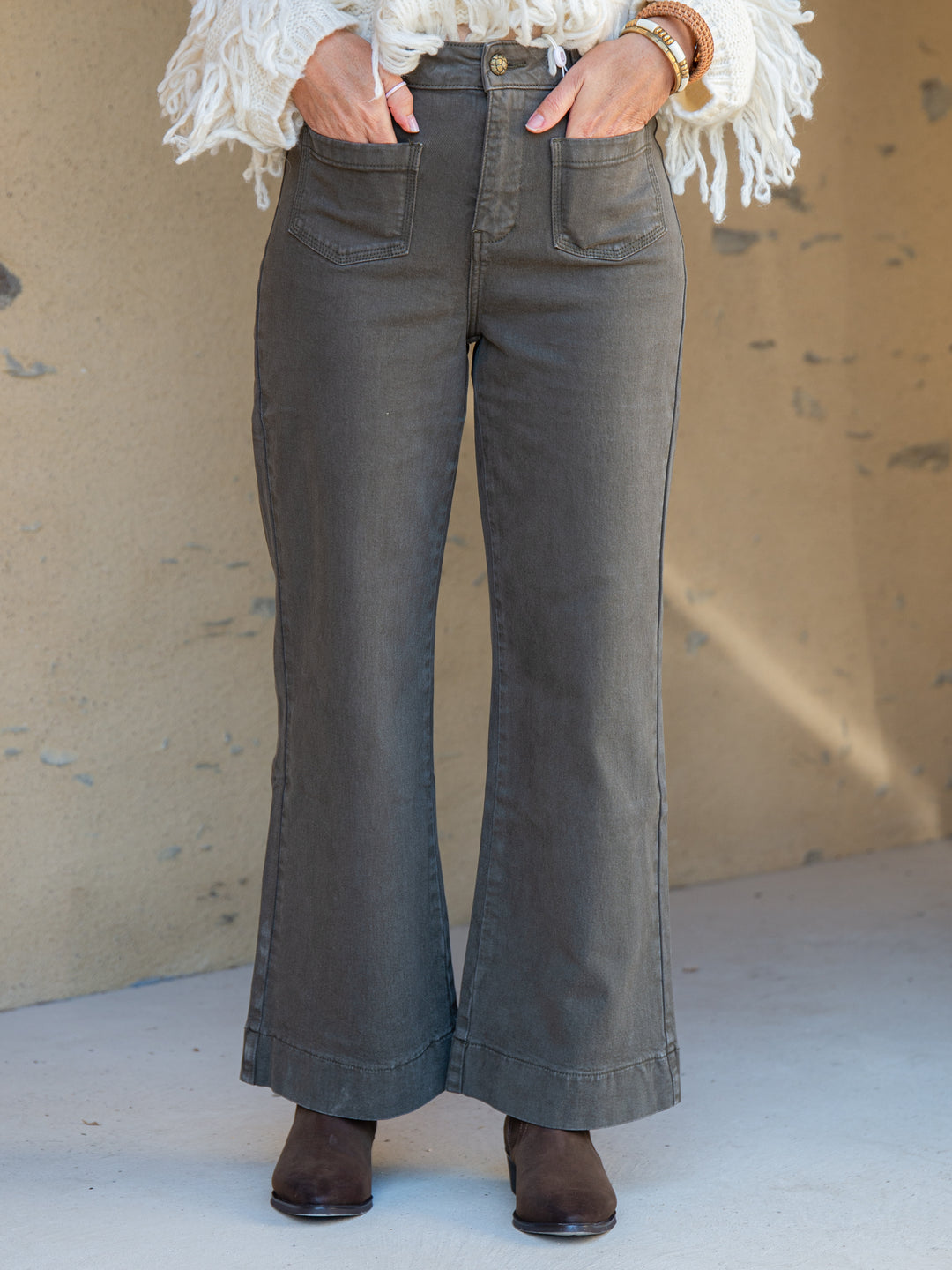 jean kaki GASPARETTE Oraije poches avant style rétro