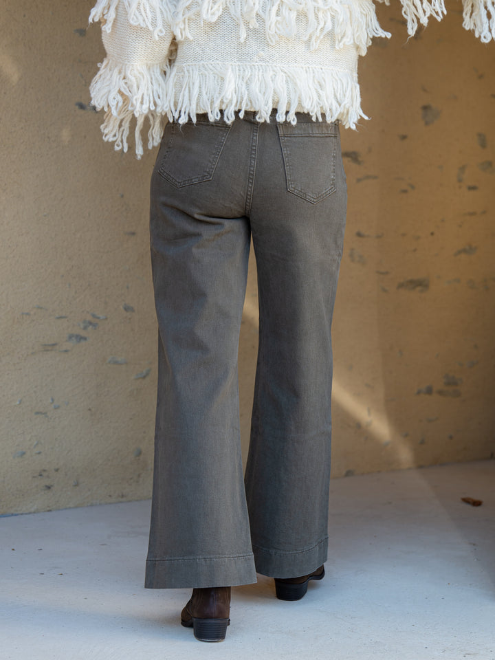 jean kaki GASPARETTE Oraije vu de dos coupe évasée