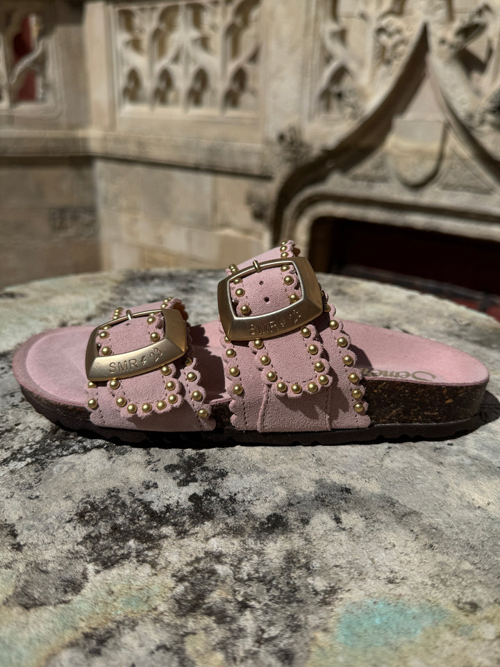 Mules en cuir rose poudré ARONA ultra confortable de la marque Semerdjian, fabrication italienne