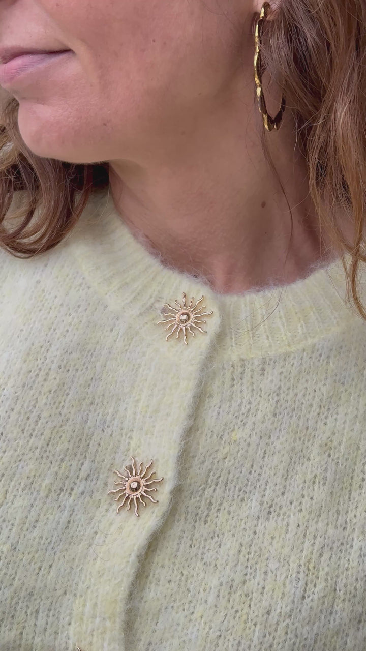 Gilet jaune boutons soleils dorés EMERIC