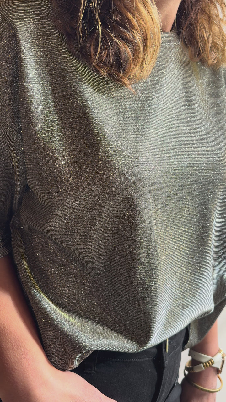 Tee-shirt oversize à paillettes argenté TAIS La Petite Étoile