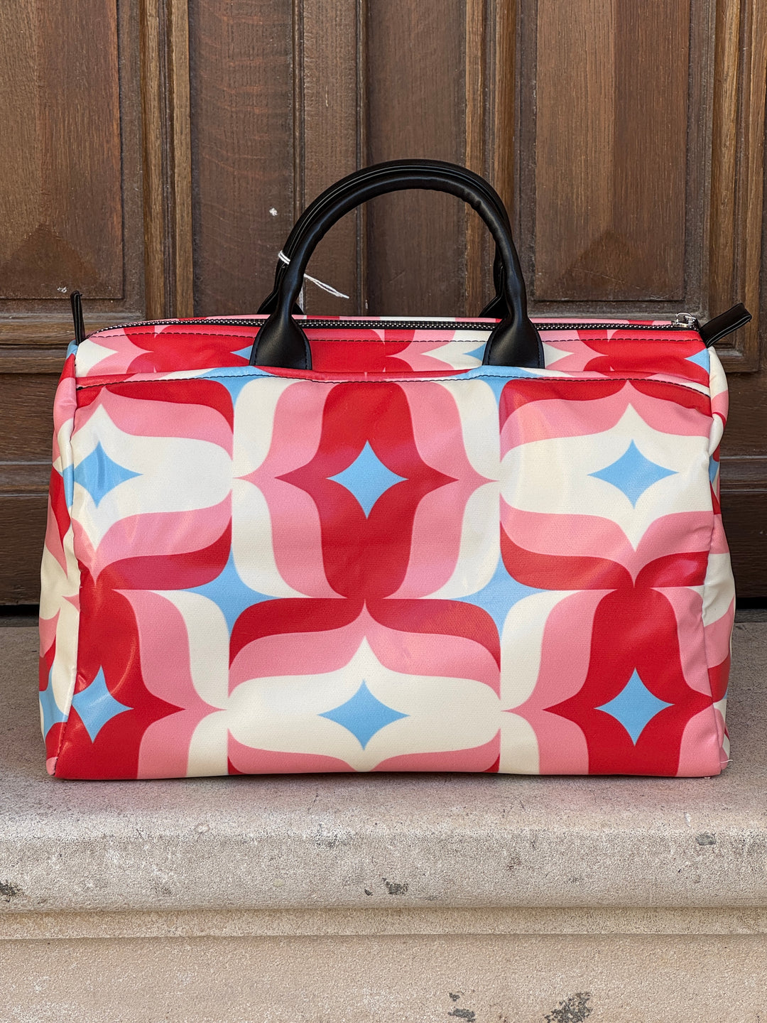 Sac bowling 179 Hippocampe motif graphique coloré rose, rouge et bleu, style casual chic tendance et pratique