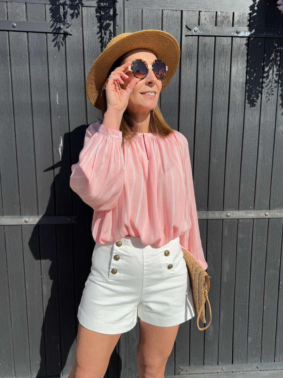 Short denim blanc à pont VICTORINETTE Oraije