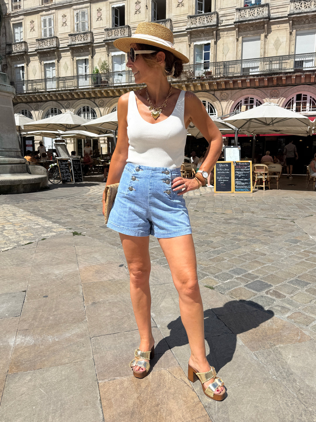 Short denim stone à pont VICTORINETTE Oraije